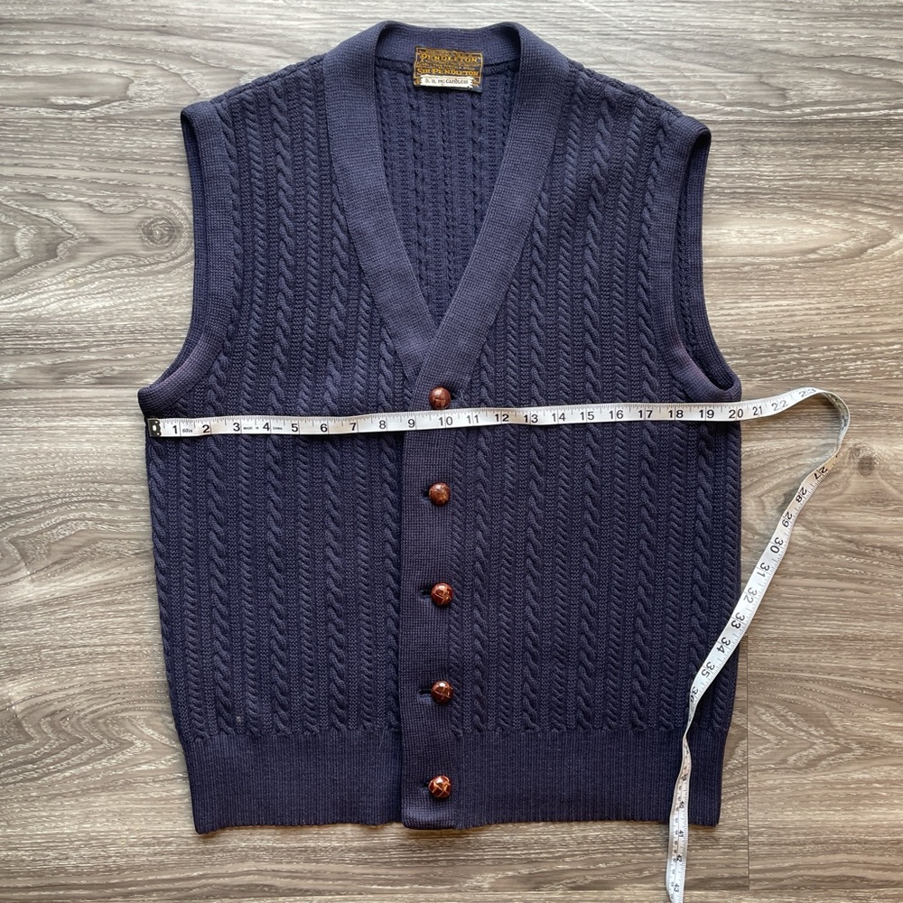 PENDLETON Cable Knit Vintage Vest. LARGE 100%pure virgin wool - Picture 10 of 11